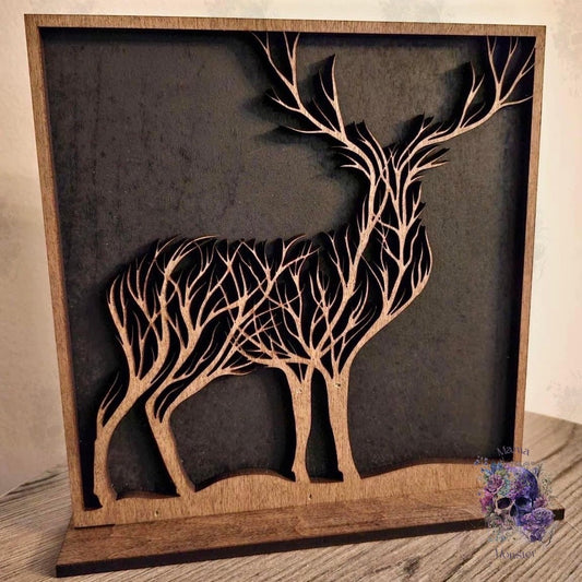 Black Holiday Decor Reindeer Deer Art Christmas Decor