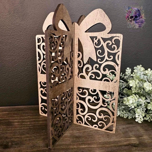 Wood 3D Gift Holiday Christmas Decor Table Filler