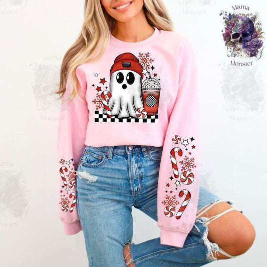 Ghost Peppermint Mocha Snowflakes Sleeve Design Apparel