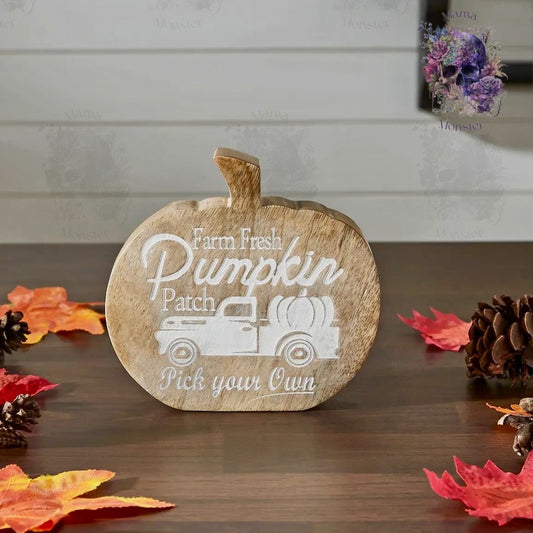 Farm Fresh Pumpkin Patch Pumpkin Shaped Wood Decor