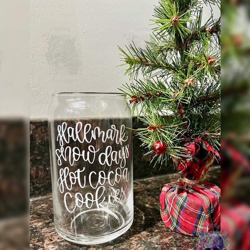 Christmas Glass Can Cups