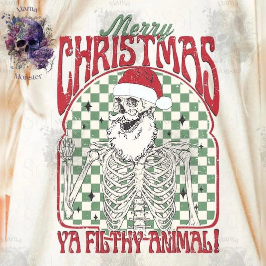 Merry Christmas Ya Filthy Animal Skeleton Apparel