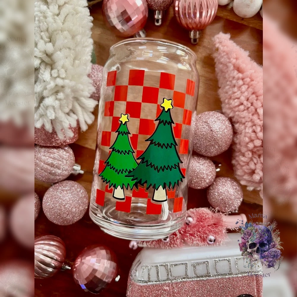 Christmas Glass Can Cups