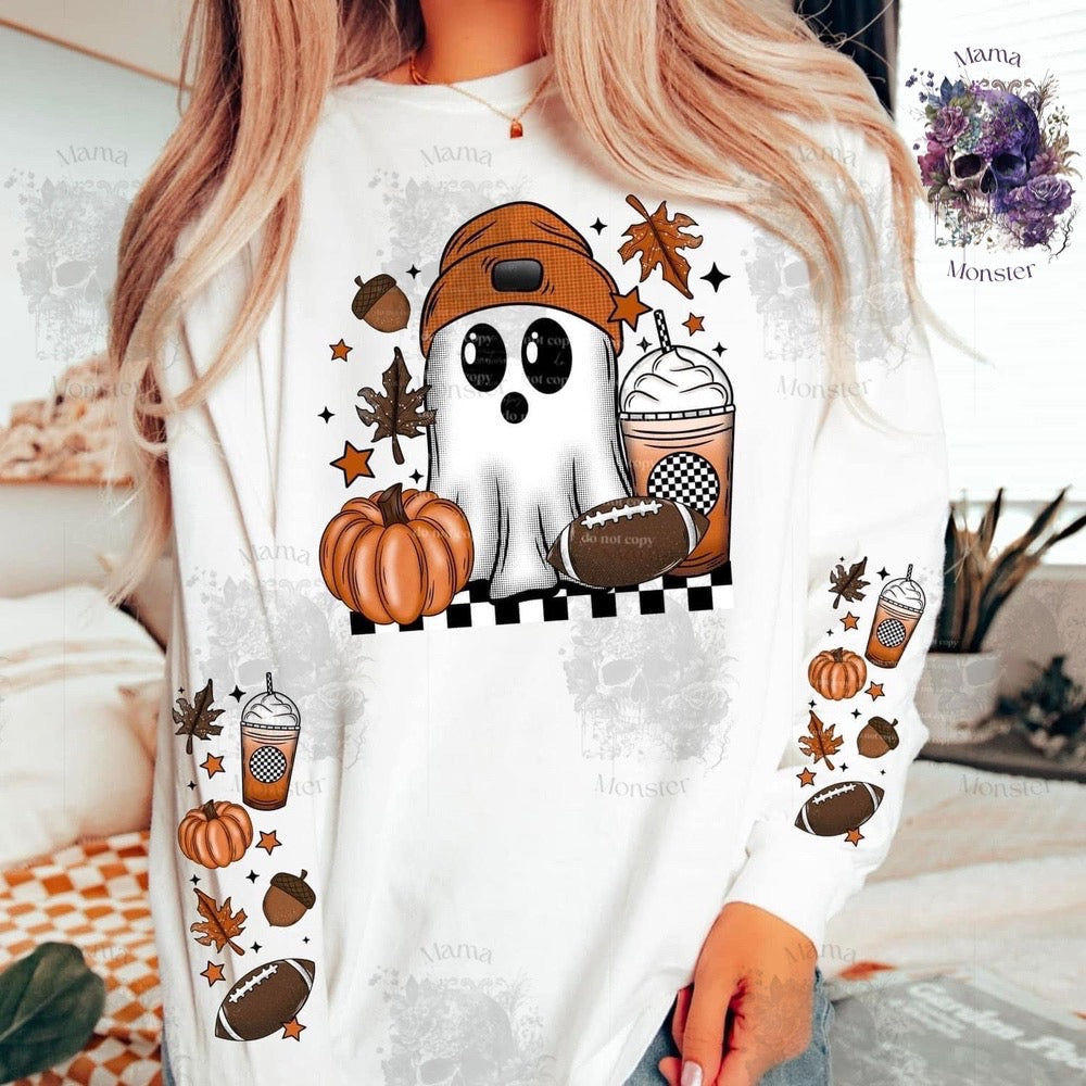 Halloween Sleeve Design Long Sleeve Tees