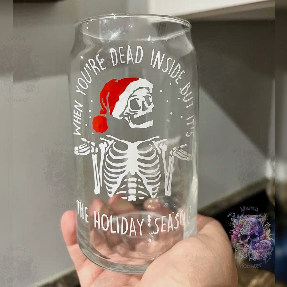 Christmas Glass Can Cups