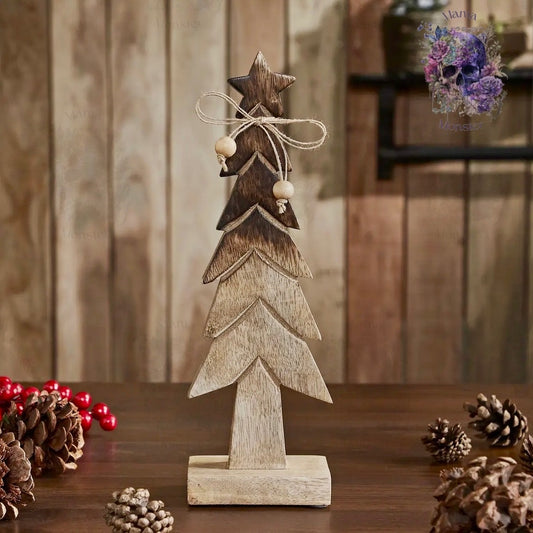 Christmas Tree Wooden Two Toned Brown Natural Figurine