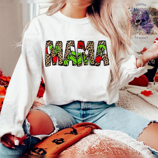 Mama Grinch Leopard Apparel