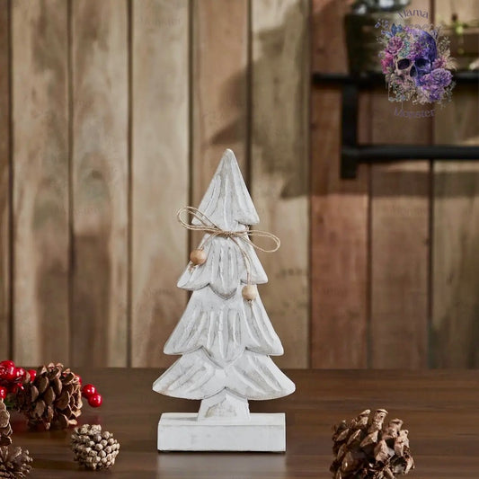 Snowy Tree Textured Wooden White