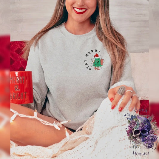 Stay Merry Christmas Embroidered Sweatshirt