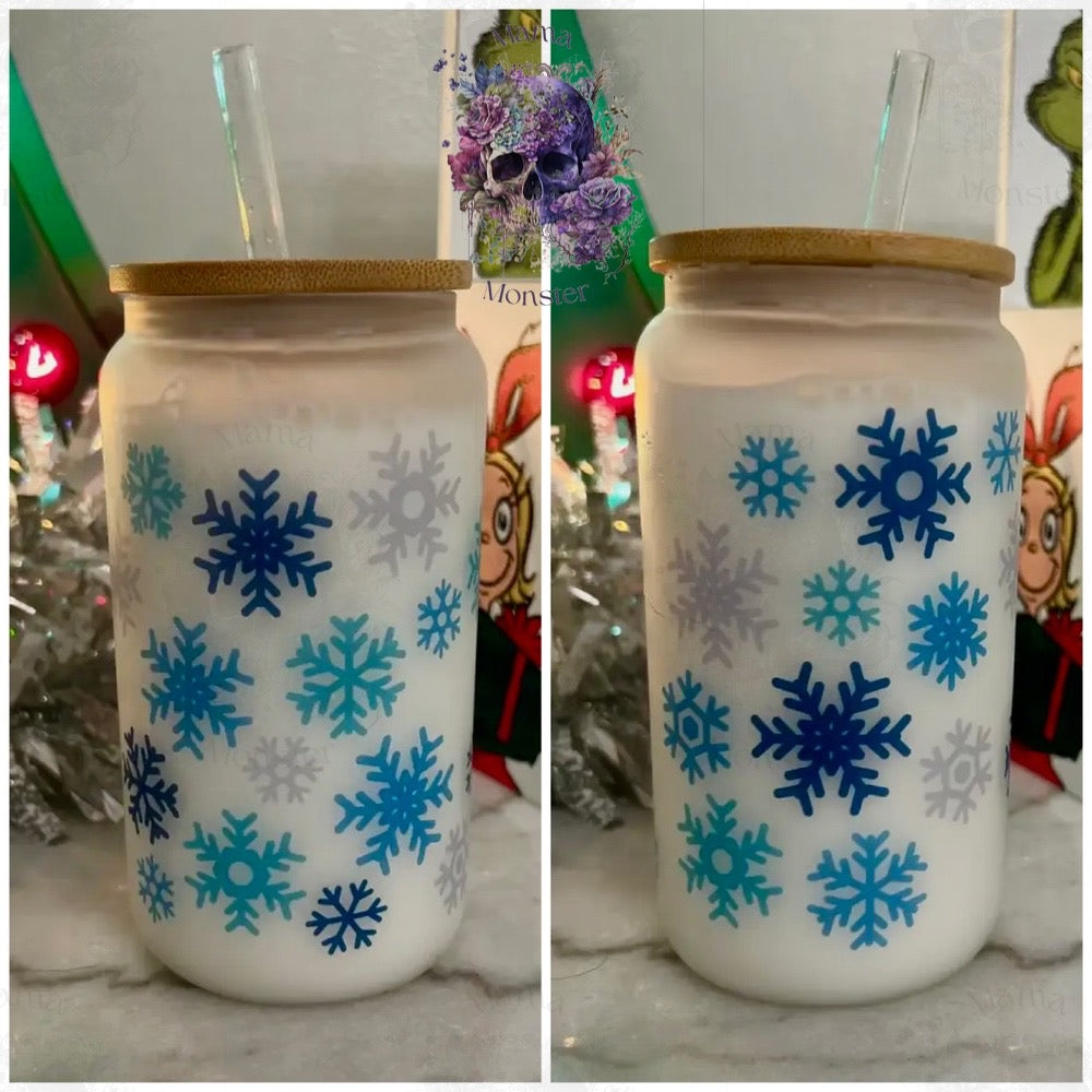 Christmas Glass Can Cups