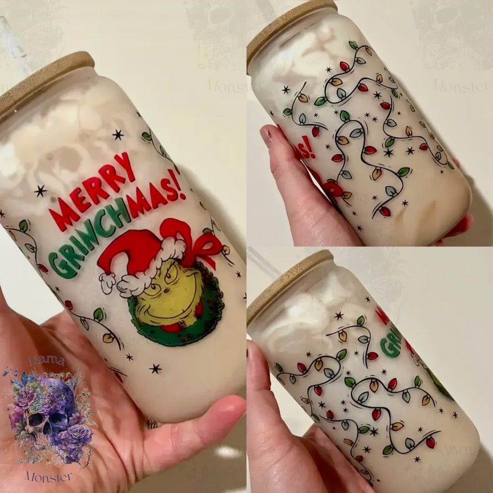 Christmas Glass Can Cups