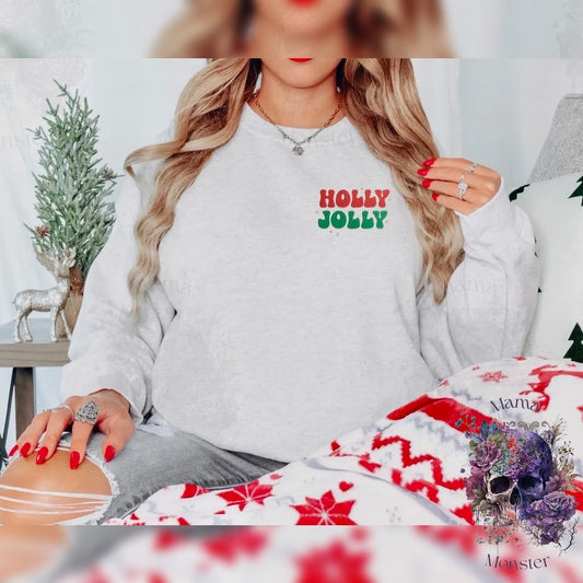 Holly Jolly Christmas Embroidered Sweatshirt